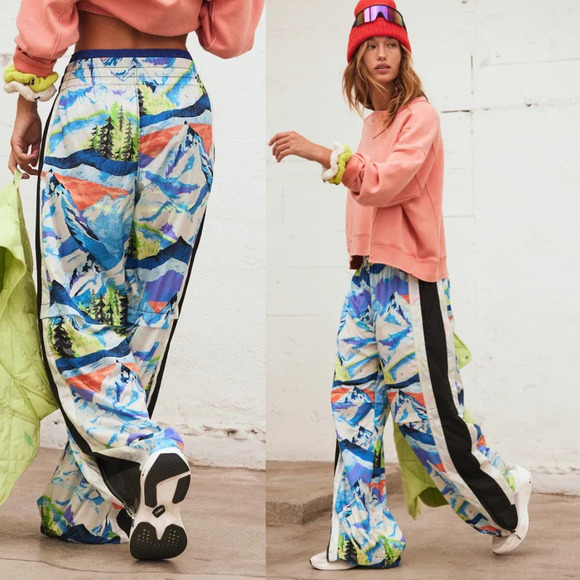 NEW Free People Printed End Zone Pants Windbreaker Size Large $148